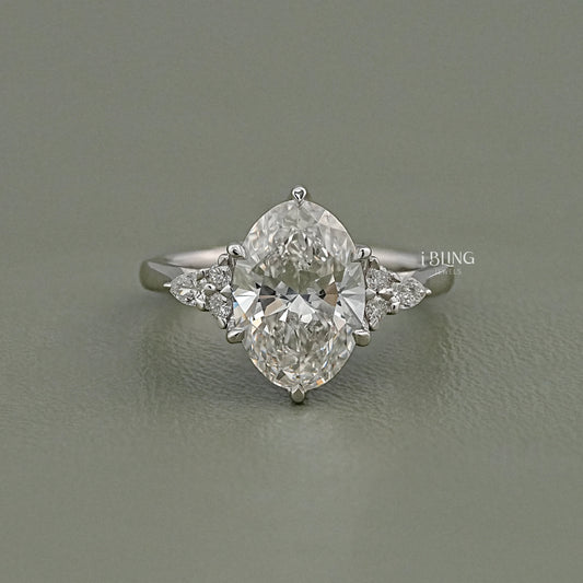 Oval Cut Solitaire Accent Diamond Ring Solitaire Accent Ring