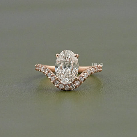 Oval Lab Grown Diamond Solitaire Accent Ring