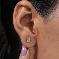 Oval Cut Lab Diamond Bezel Set Stud Earrings