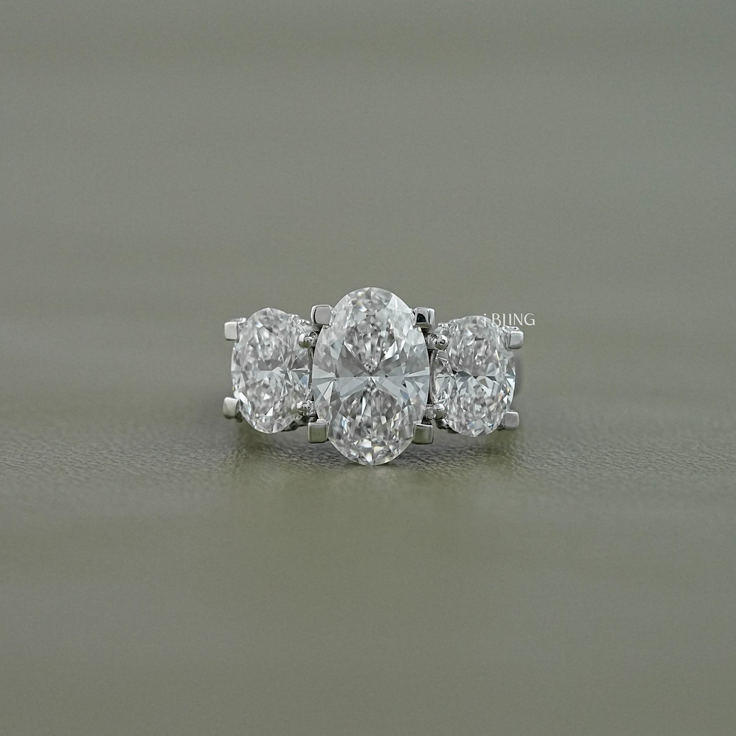 Three Stone Oval Cut Lab Diamond Engagement Ring Three Stone Ring