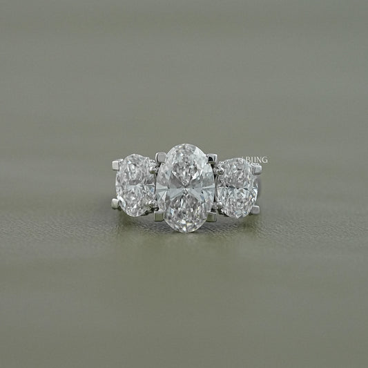 Three Stone Oval Cut Lab Diamond Engagement Ring Three Stone Ring