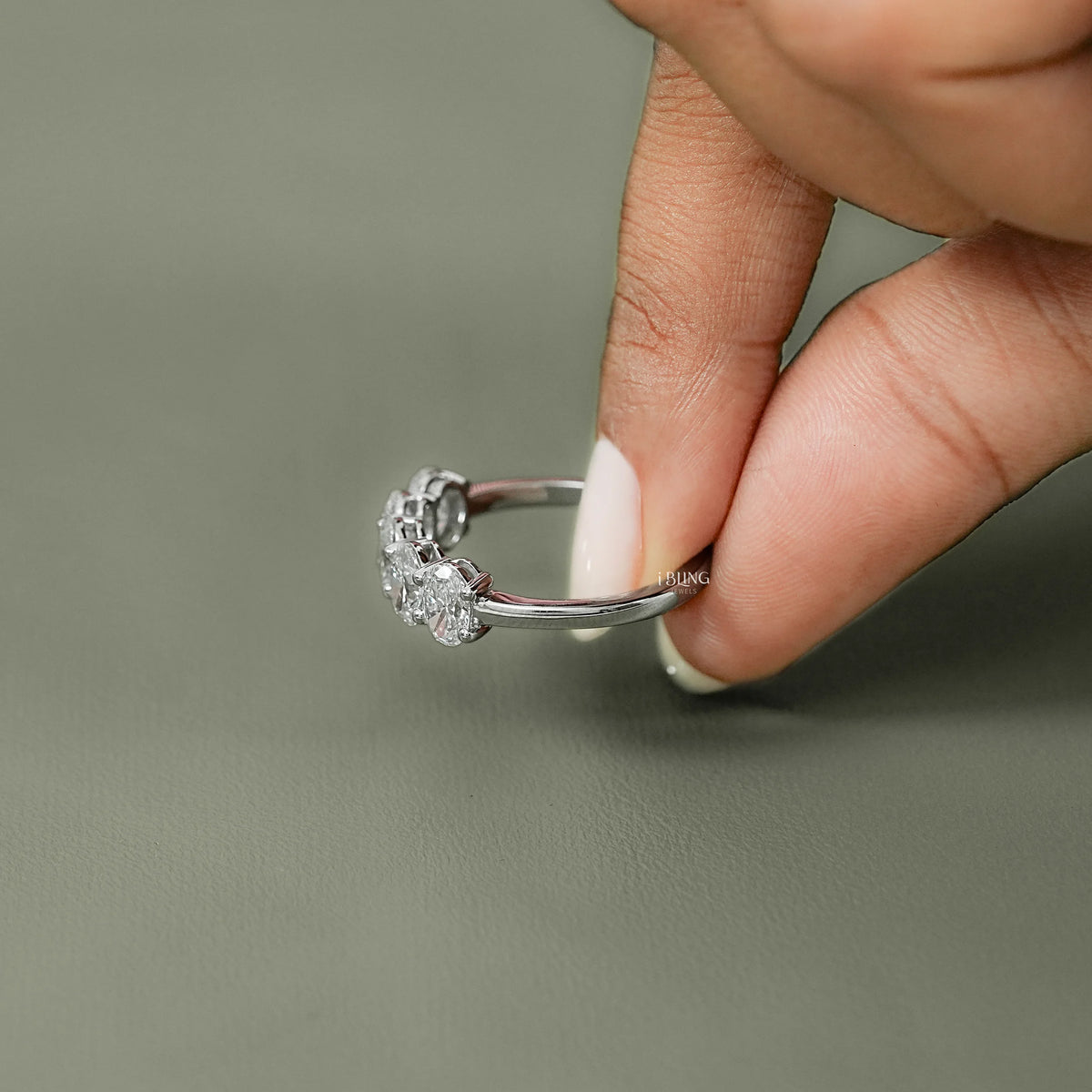 Oval Cut Lab Diamond Five Stone Ring Band