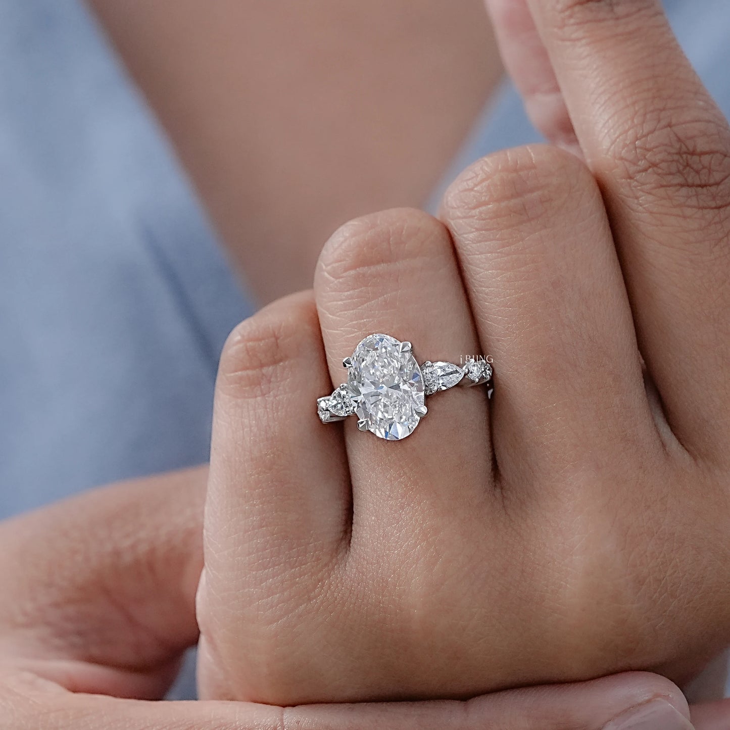 Oval Cut Lab Diamond Solitaire Accent Engagement Ring Solitaire Accent Ring