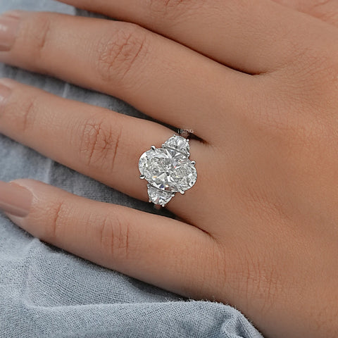 Oval Lab Grown Diamond Three Stone Ring