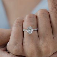 Oval Lab Grown Diamond Solitaire Accent Ring
