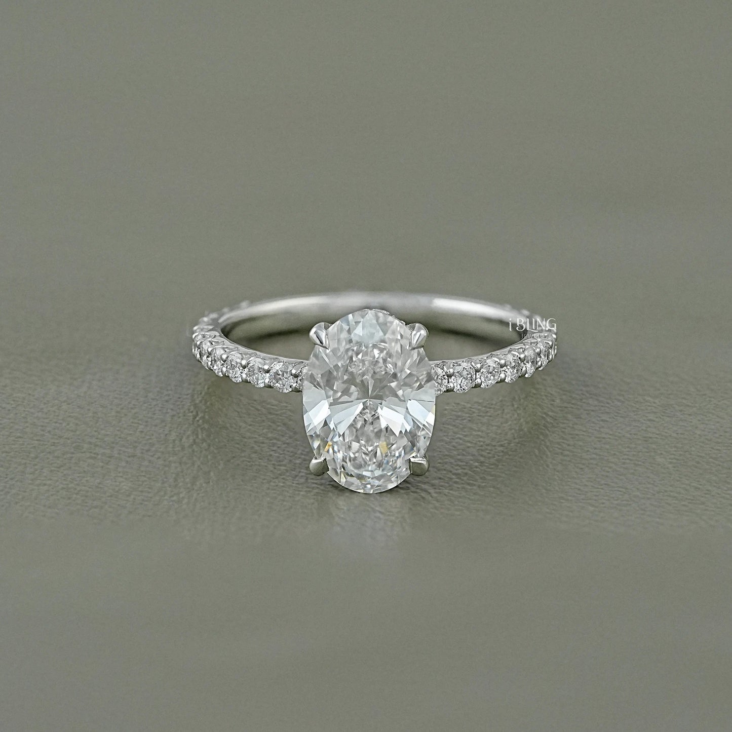 Oval Lab Grown Diamond Solitaire Accent Ring