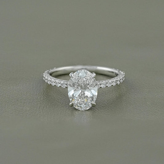 Oval Lab Grown Diamond Solitaire Accent Ring Solitaire Accent Ring