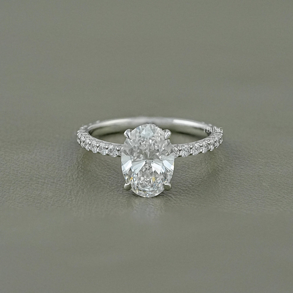 Oval Lab Grown Diamond Solitaire Accent Ring