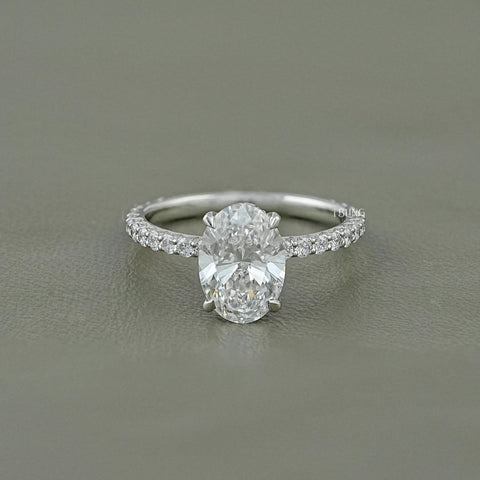 Oval Lab Grown Diamond Solitaire Accent Ring