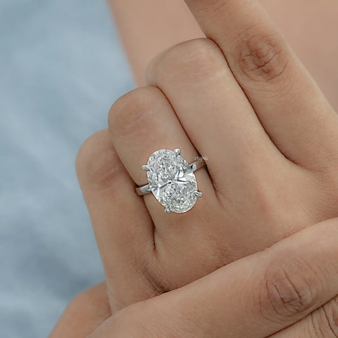 Oval Cut Solitaire Hidden Halo Engagement Ring