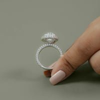 Double Halo Oval Cut Pave Set Ring