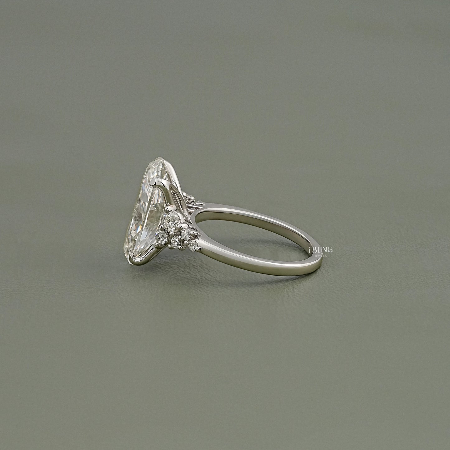 Oval Diamond Solitaire Accent Engagement Ring Solitaire Accent Ring
