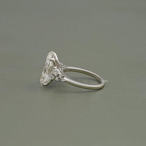 Oval Diamond Solitaire Accent Engagement Ring