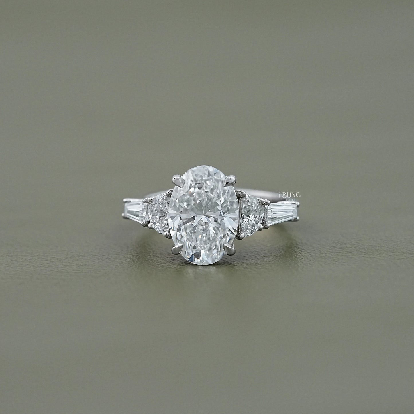 iBling Jewels Oval Half Moon Diamond Five Stone Ring, perfect for engagement or wedding jewelry gift