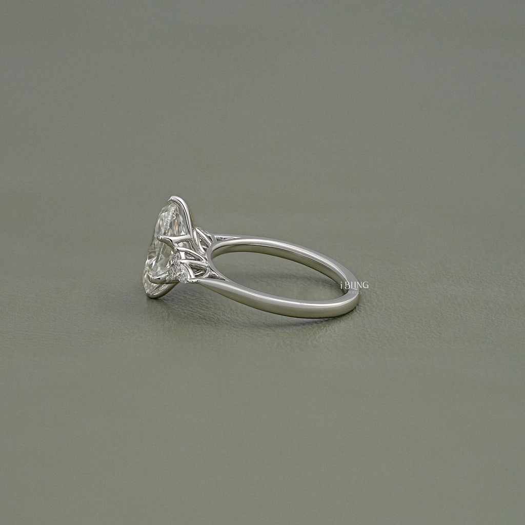 Oval Cut Solitaire Accent Diamond Ring