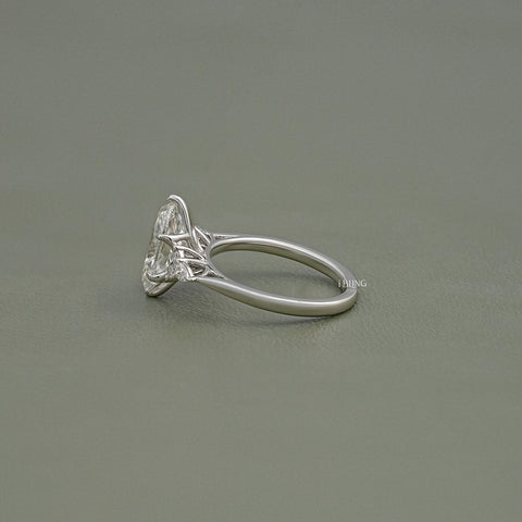Oval Cut Solitaire Accent Diamond Ring