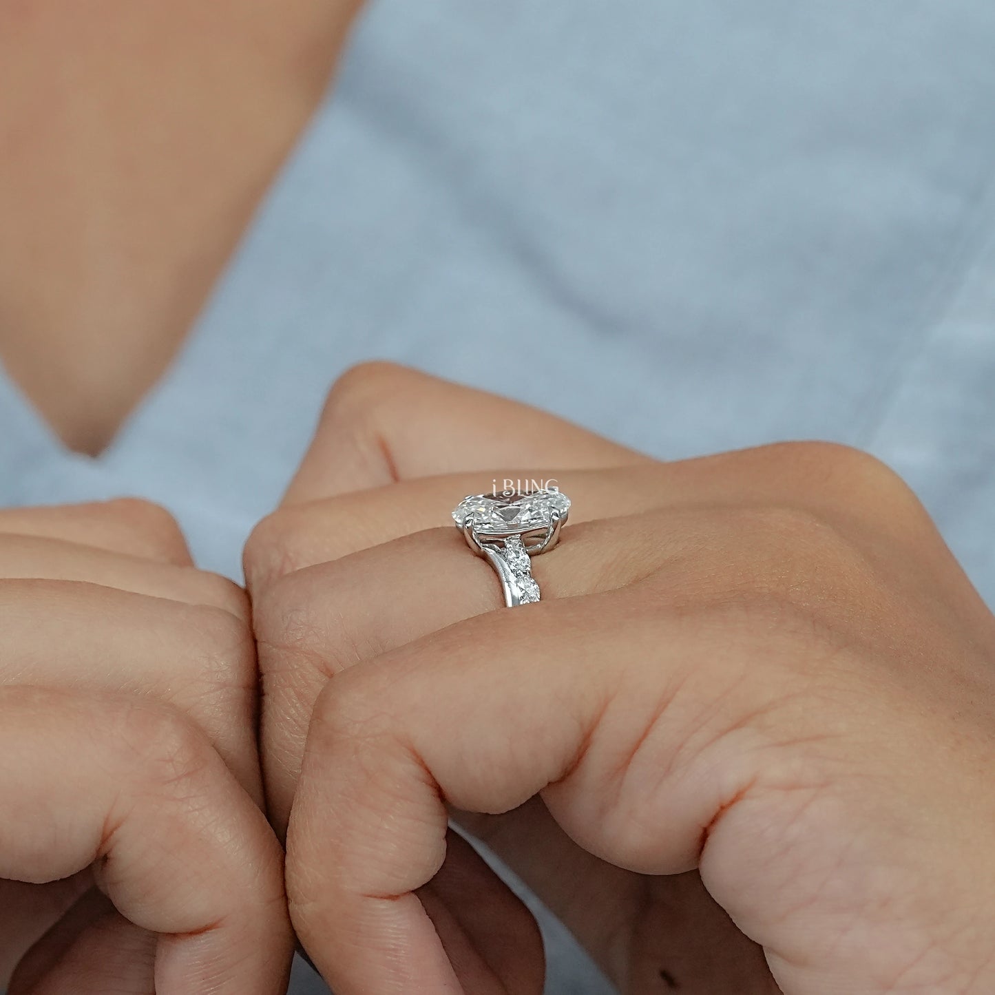 Oval Cut Diamond Solitaire Accent Engagement Ring Solitaire Accent Ring