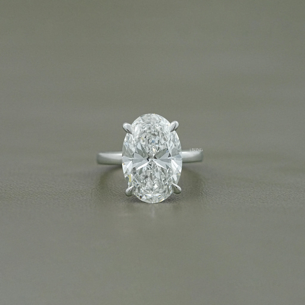 Oval Cut Solitaire Hidden Halo Engagement Ring