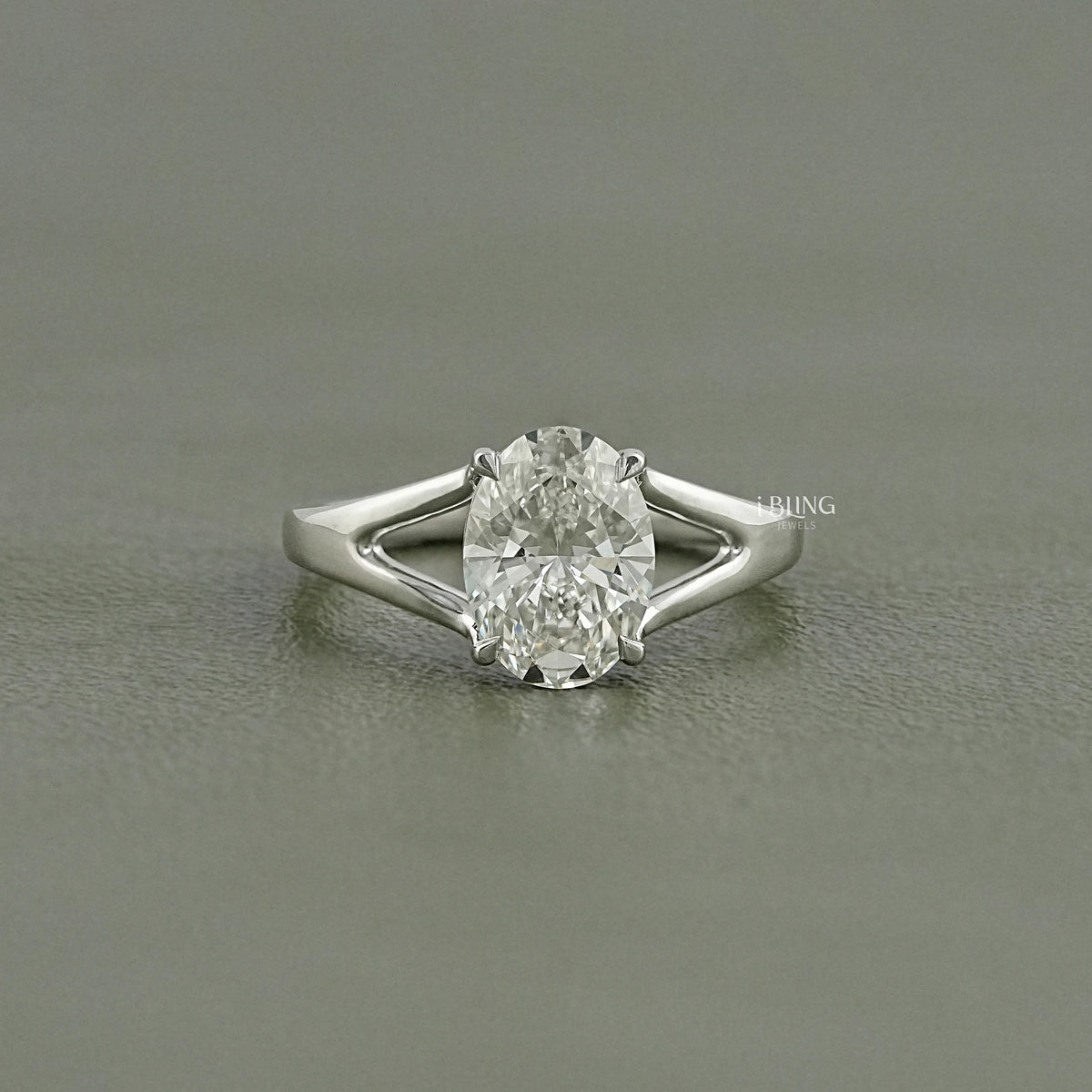 Oval Lab Diamond Split Shank Engagement Ring