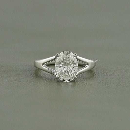 Oval Lab Diamond Split Shank Engagement Ring