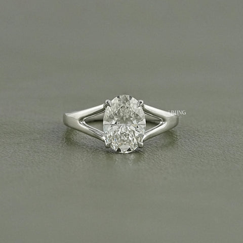 Oval Lab Diamond Split Shank Engagement Ring