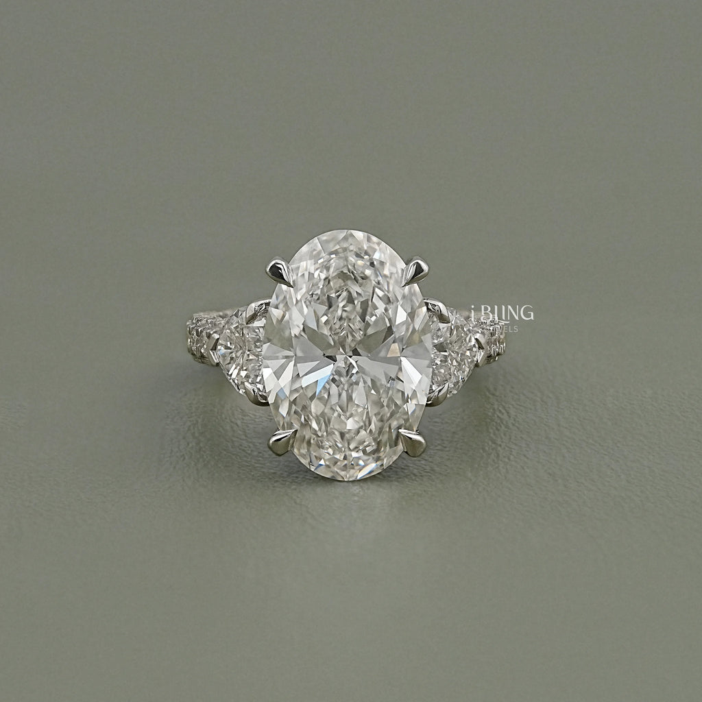Oval Cut Three Stone Accent Diamond Ring