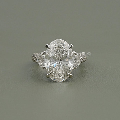 Oval Cut Three Stone Accent Diamond Ring