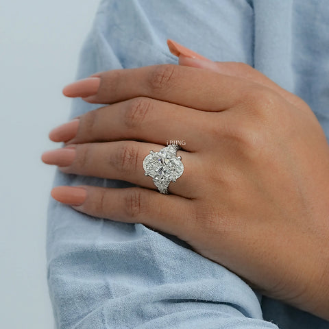 Oval Cut Three Stone Accent Diamond Ring