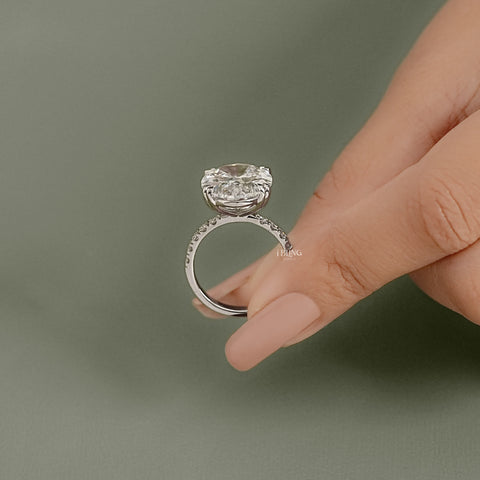 Oval Lab Diamond Accent Set Engagement Ring