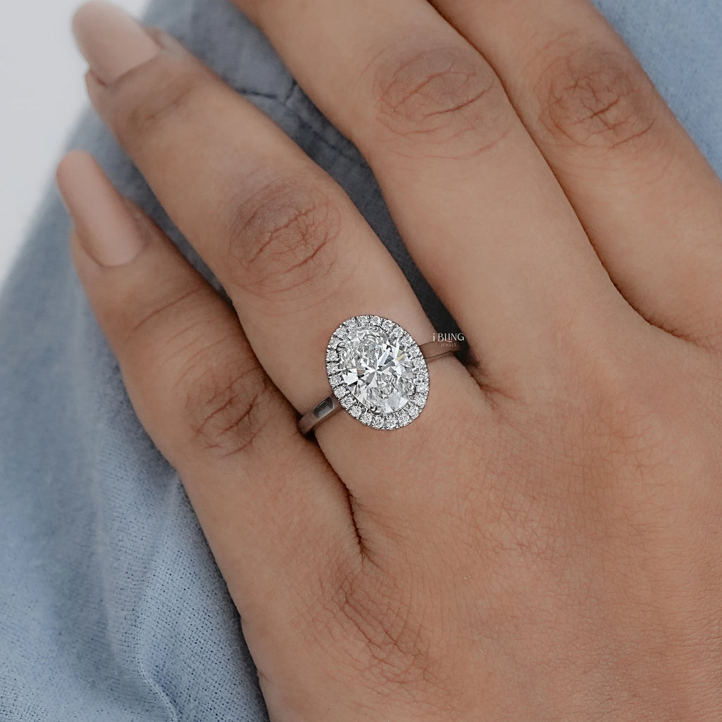 Oval Cut CVD Diamond Halo Ring