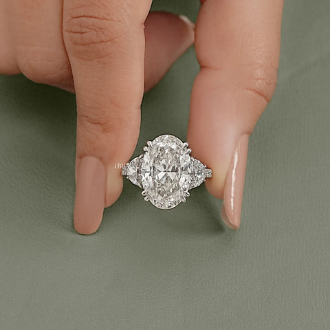 Three Stone Oval Diamond Engagement Ring