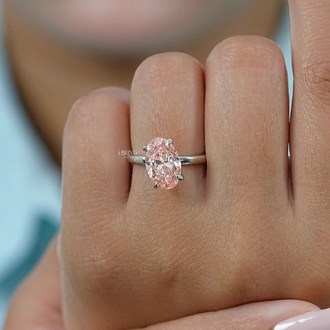 Fancy Vivid Pink Oval Diamond Engagement Ring