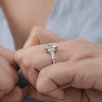 Oval And Half Moon Diamond Five Stone Ring