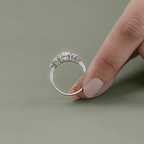 Oval Cut Lab Grown Five Stone Staking Ring