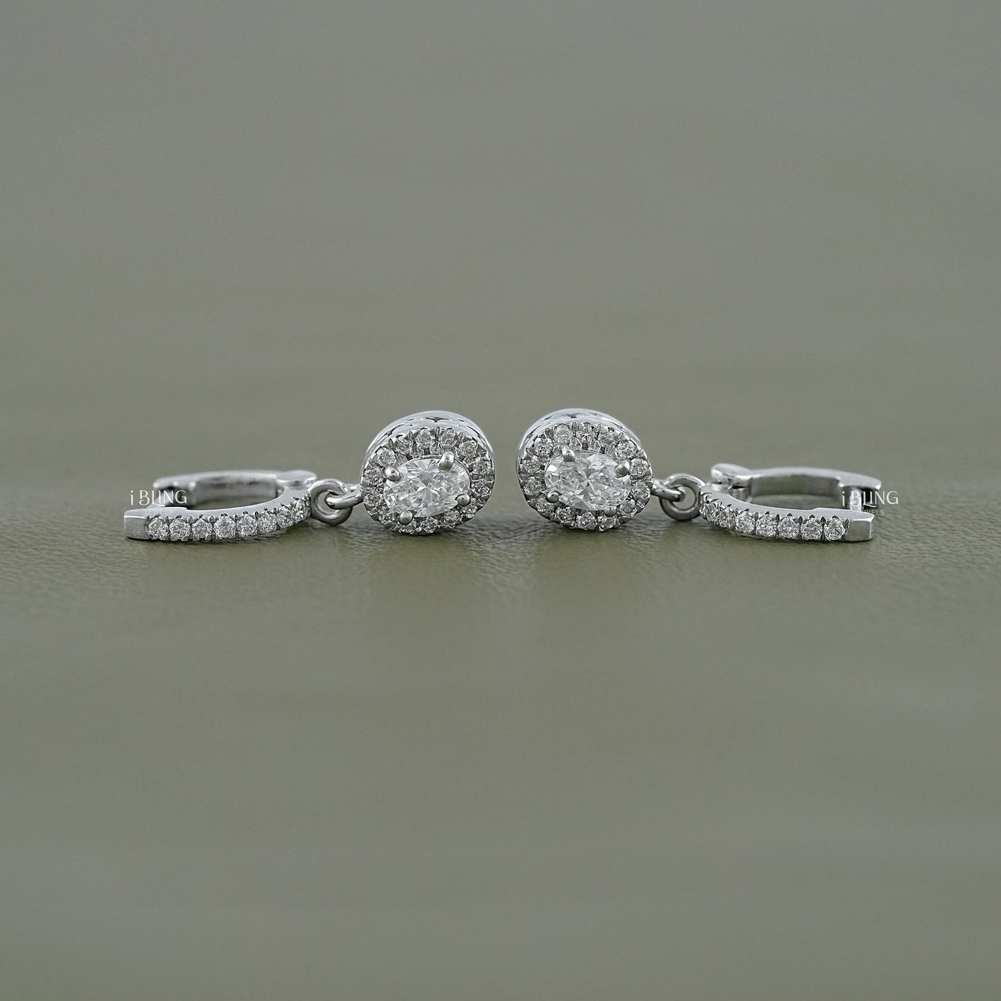 Oval Lab Grown Diamond Halo Drop Earrings