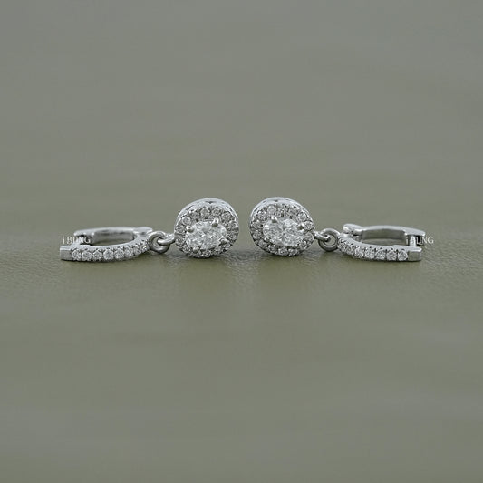 Oval Lab Grown Diamond Halo Drop Earrings