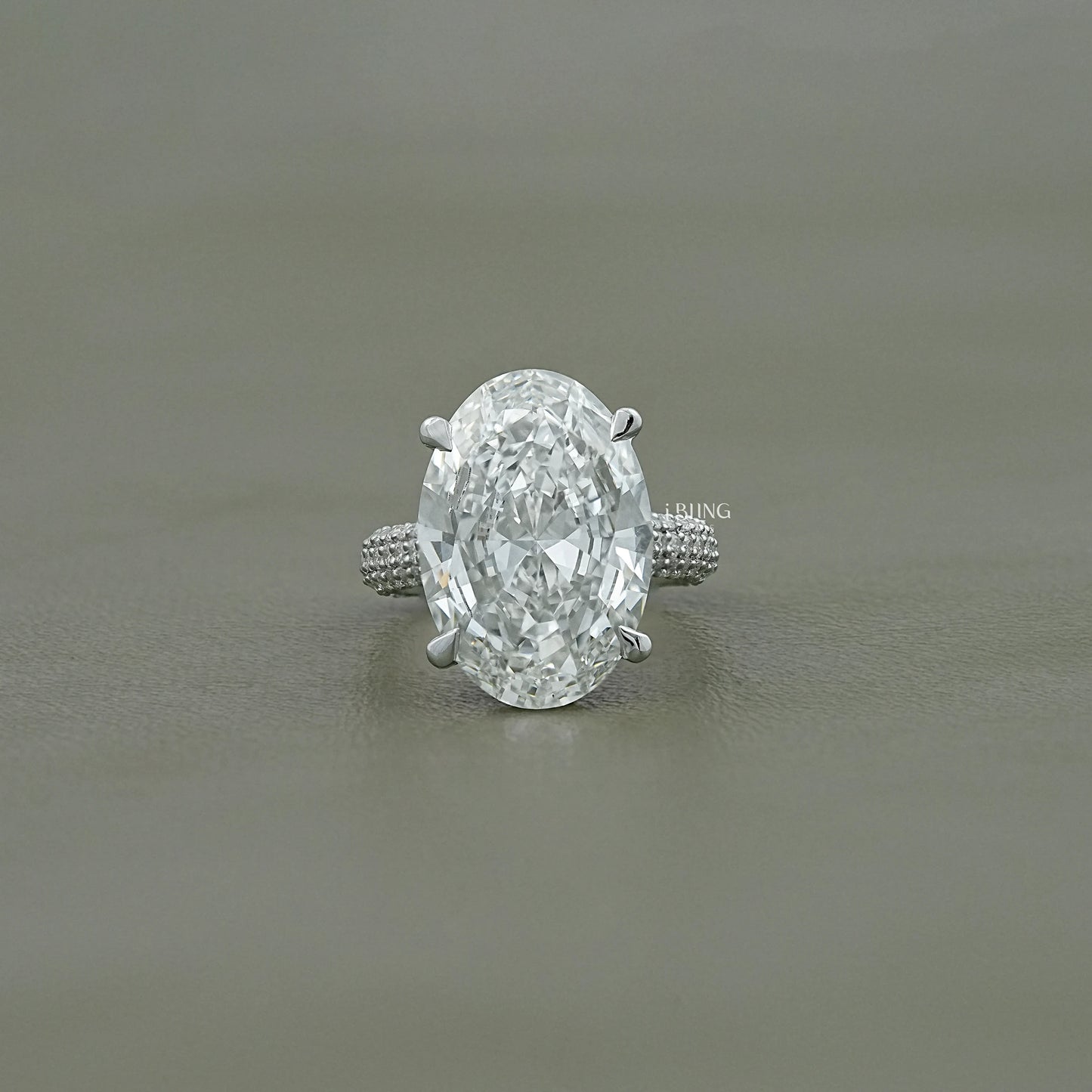 Oval Diamond Hidden Halo Pave Ring Halo Ring