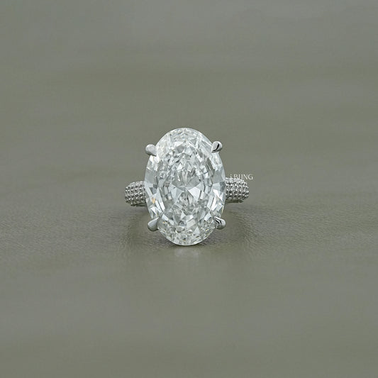 Oval Diamond Hidden Halo Pave Ring Halo Ring