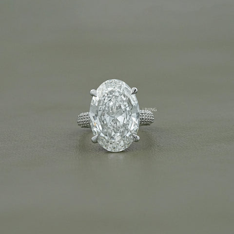 Oval Diamond Hidden Halo Pave Ring