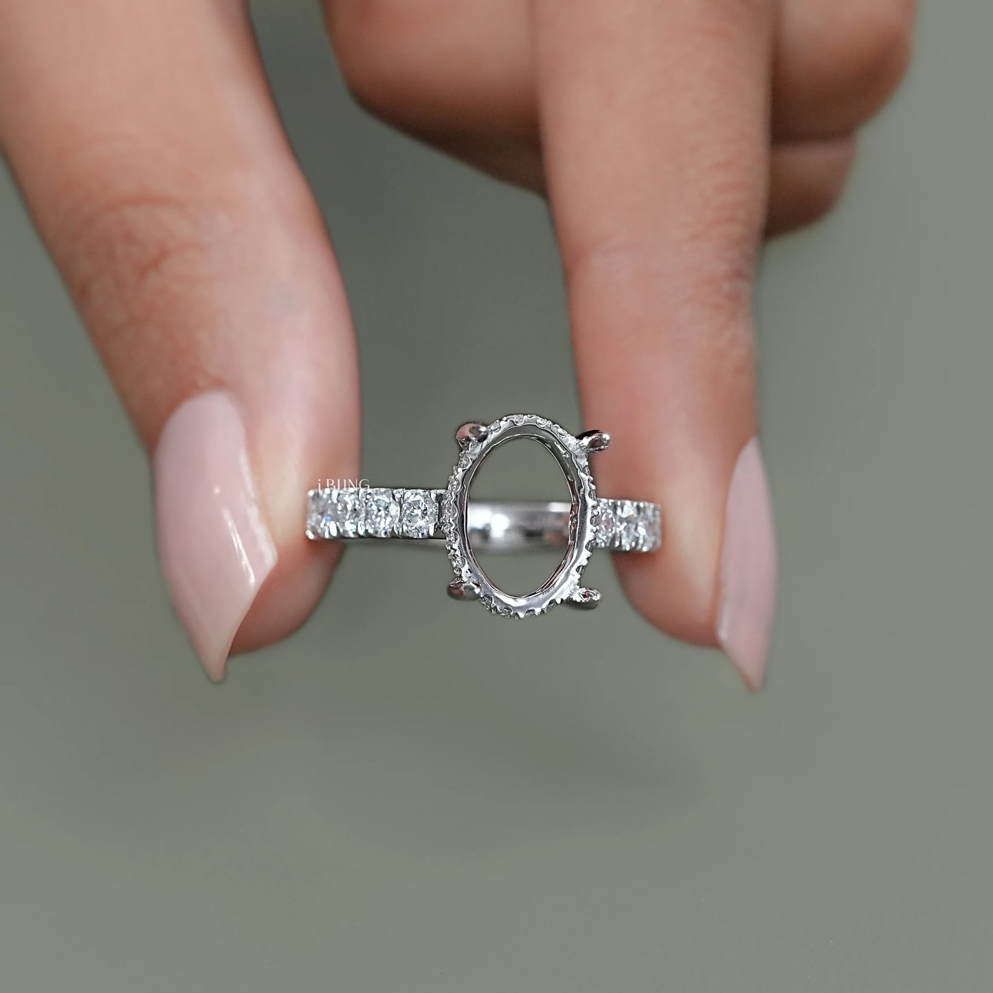 Oval Shape Semi Mount Lab Diamond Engagement Ring