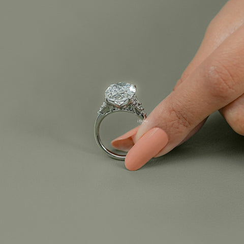 Oval Diamond Solitaire Accent Engagement Ring
