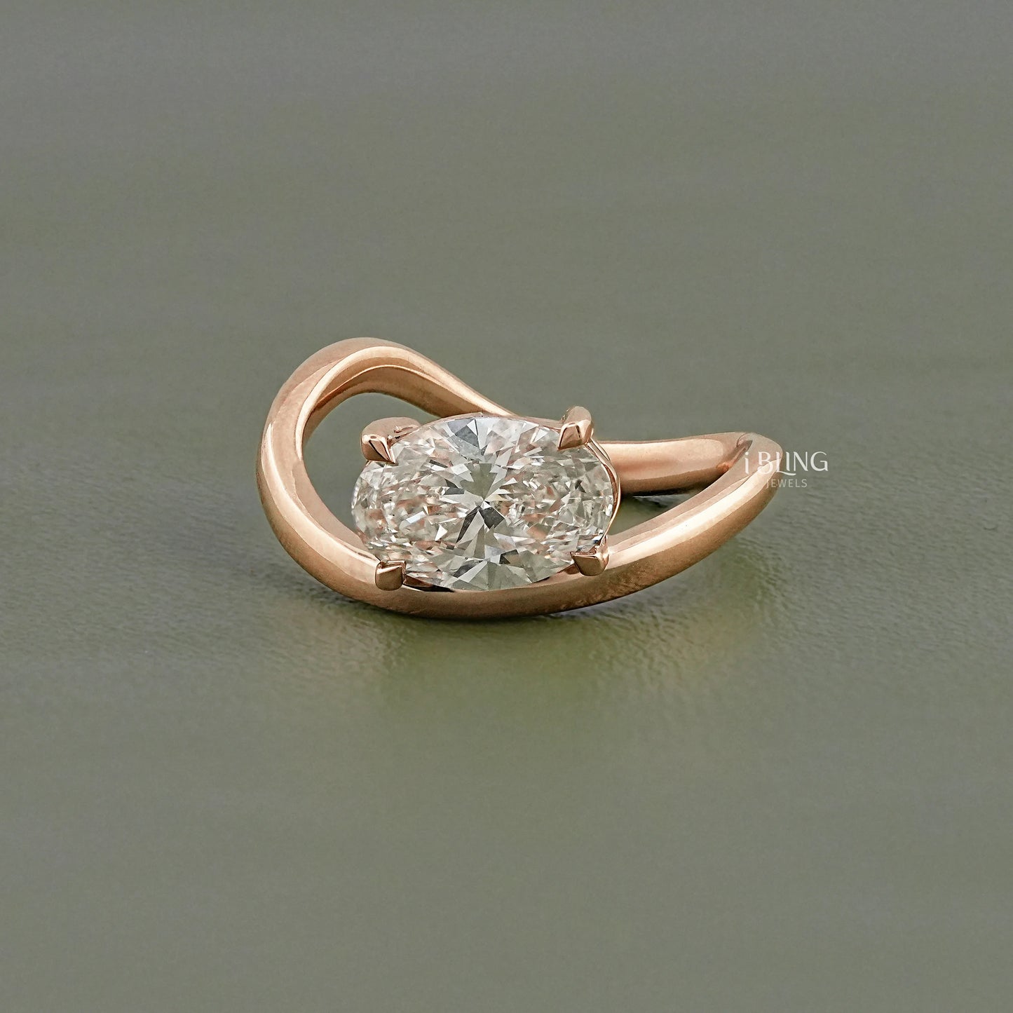 East West Oval Lab Diamond Solitaire Ring Ring