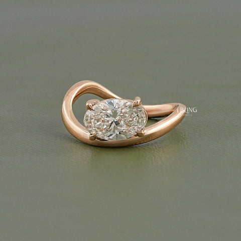 East West Oval Lab Diamond Solitaire Ring