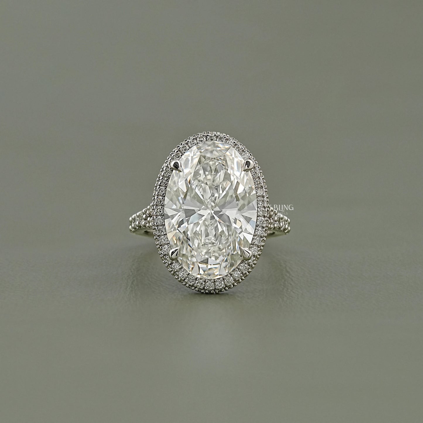 Oval Diamond Split Shank Hidden Halo Ring Halo Ring
