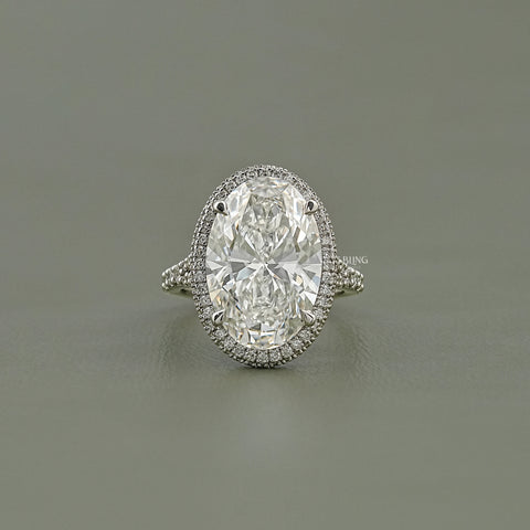 Oval Diamond Split Shank Hidden Halo Ring