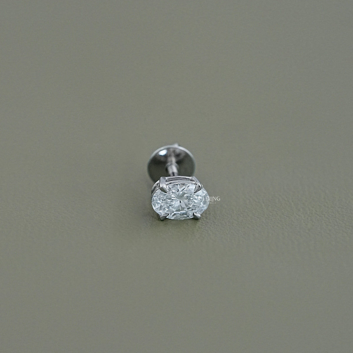 Oval Cut Diamond Screw Back Earrings Men's Stud