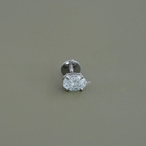 Oval Cut Diamond Screw Back Earrings