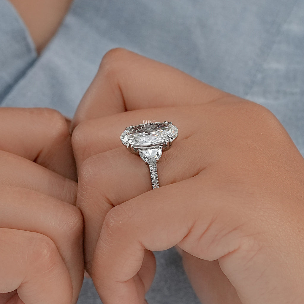 Three Stone Oval Diamond Engagement Ring