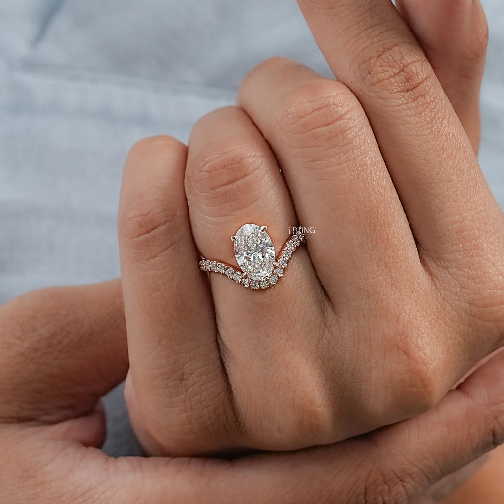 Oval Lab Grown Diamond Solitaire Accent Ring