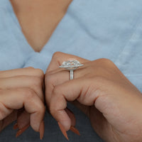 Oval Cut Double Halo Accent Diamond Ring